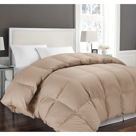 1000 TC Solid White Down Fiber Comforter, Natural, Twin